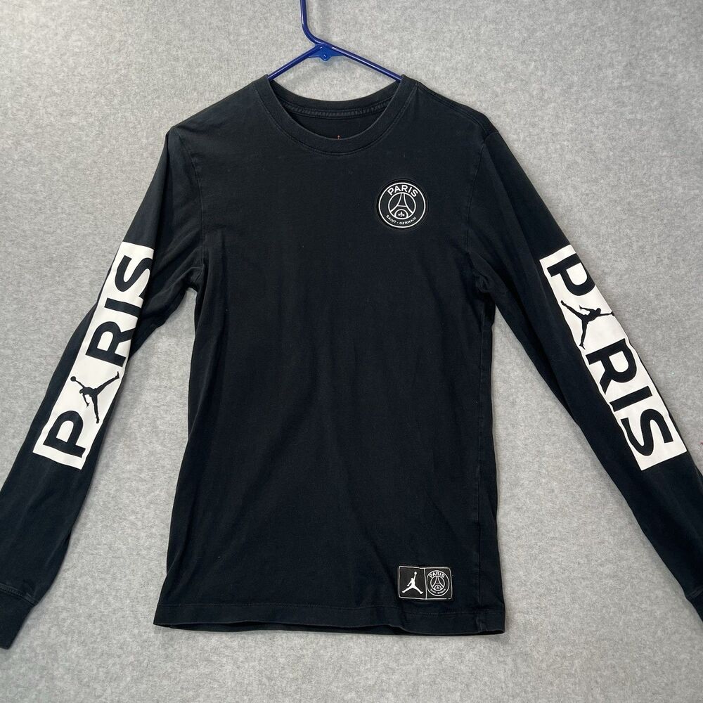 Nike Jordan PSG T-Shirt Long Sleeve Mens XS Paris St Germain black BQ8382-010